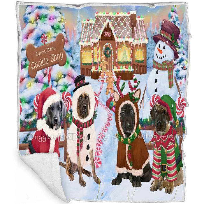 Holiday Gingerbread Cookie Shop Great Danes Dog Blanket BLNKT127047