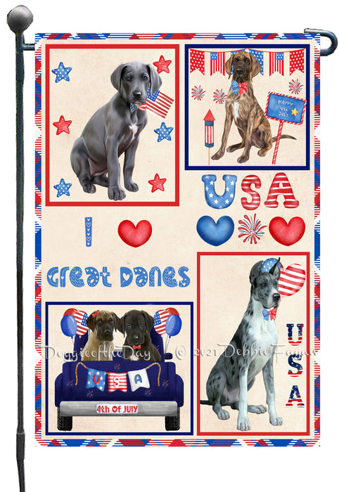 4th of July Independence Day I Love USA Great Dane Dogs Garden Flag GFLG66904
