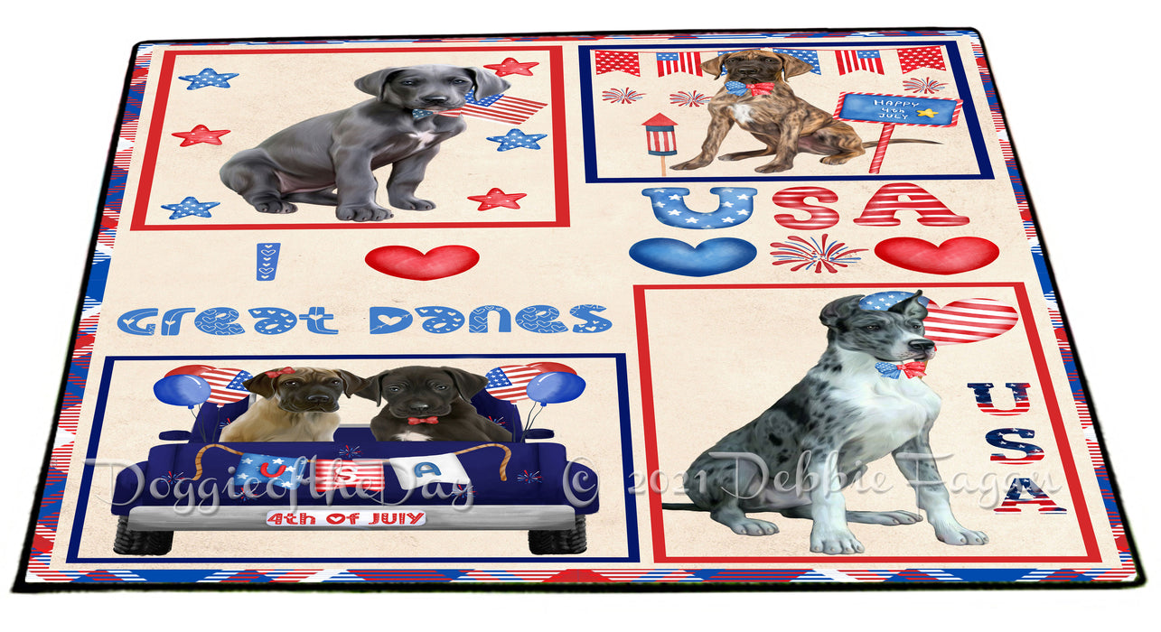 4th of July Independence Day I Love USA Great Dane Dogs Floormat FLMS56218 Floormat FLMS56218