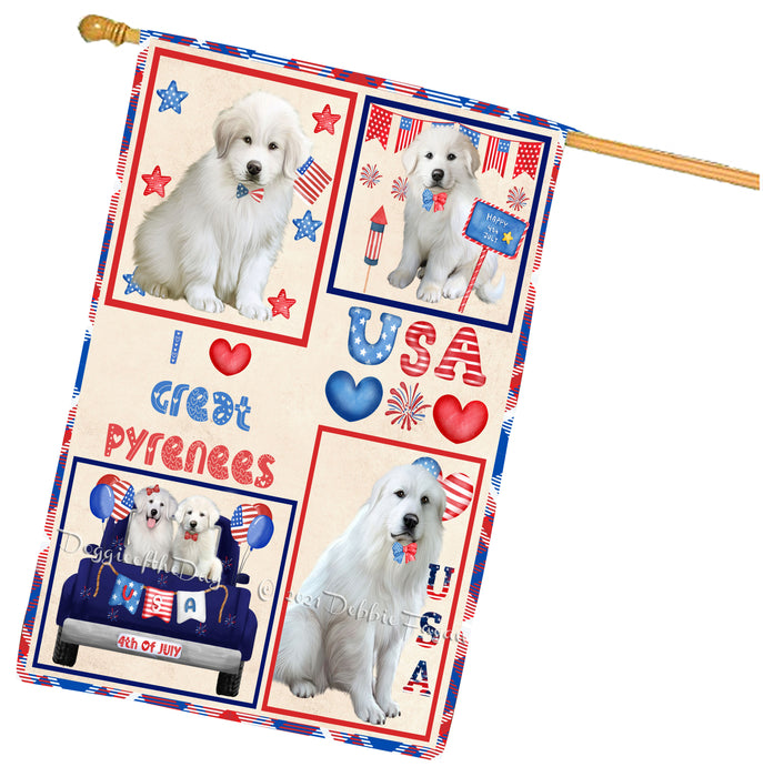 4th of July Independence Day I Love USA Great Pyrenees Dogs House flag FLG66962