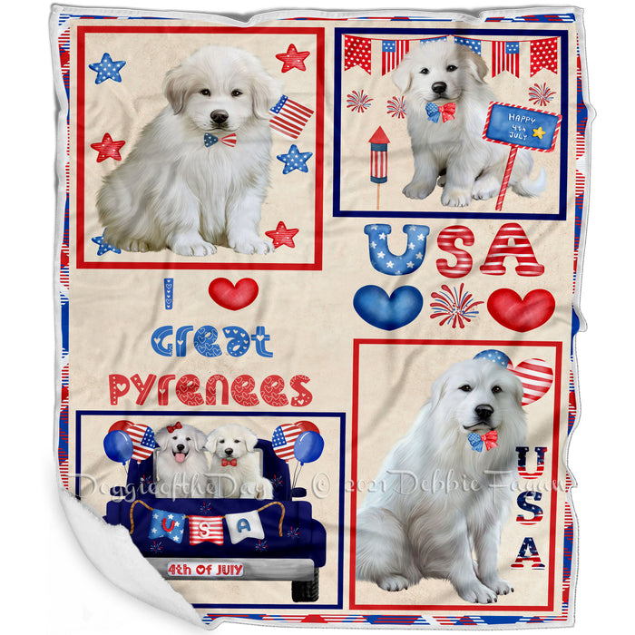 4th of July Independence Day I Love USA Greater Swiss Mountain Dogs Blanket BLNKT143508