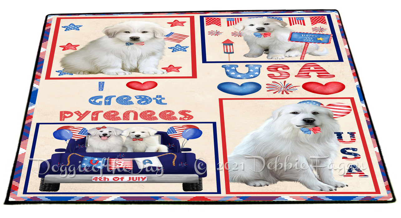 4th of July Independence Day I Love USA Great Pyrenees Dogs Floormat FLMS56224 Floormat FLMS56224