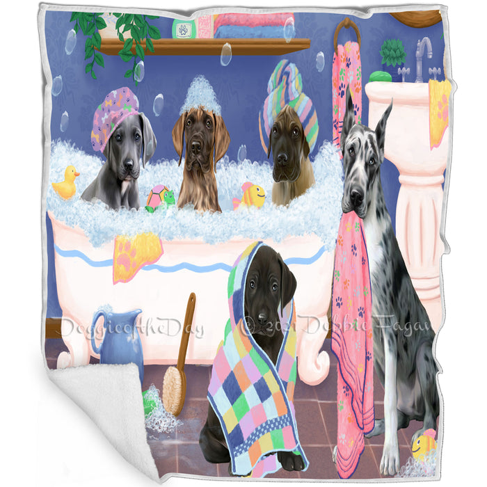Rub A Dub Dogs In A Tub Great Danes Dog Blanket BLNKT130548
