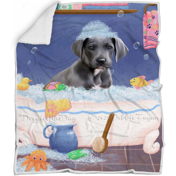 Rub A Dub Dog In A Tub Great Dane Dog Blanket BLNKT143081