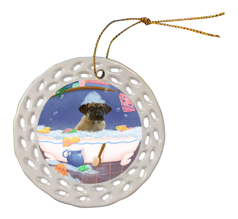 Rub A Dub Dog In A Tub Great Dane Dog Doily Ornament DPOR58268