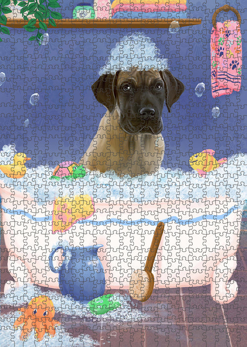 Rub A Dub Dog In A Tub Great Dane Dog Portrait Jigsaw Puzzle for Adults Animal Interlocking Puzzle Game Unique Gift for Dog Lover's with Metal Tin Box PZL289