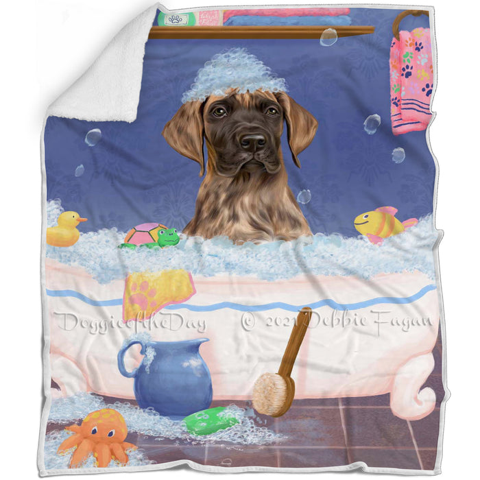 Rub A Dub Dog In A Tub Great Dane Dog Blanket BLNKT143084