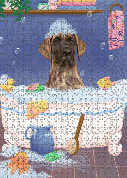 Rub A Dub Dog In A Tub Great Dane Dog Portrait Jigsaw Puzzle for Adults Animal Interlocking Puzzle Game Unique Gift for Dog Lover's with Metal Tin Box PZL290
