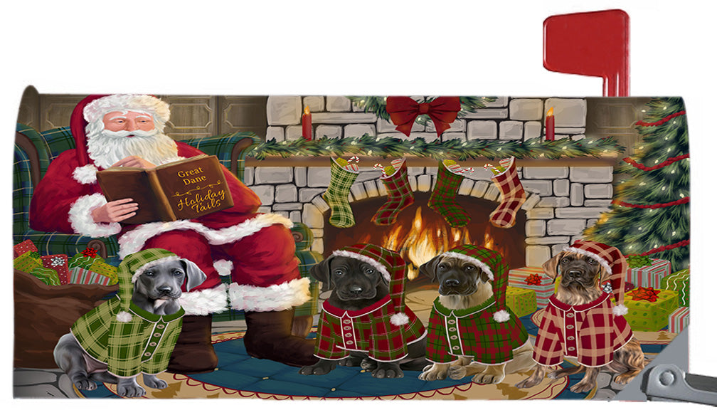 Christmas Cozy Holiday Fire Tails Great Dane Dogs 6.5 x 19 Inches Magnetic Mailbox Cover Post Box Cover Wraps Garden Yard Décor MBC48906