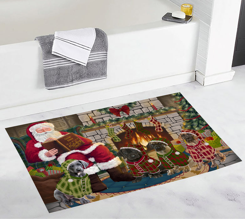 Christmas Cozy Holiday Fire Tails Great Dane Dogs Bath Mat