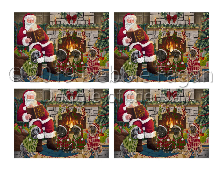 Christmas Cozy Holiday Fire Tails Great Dane Dogs Placemat