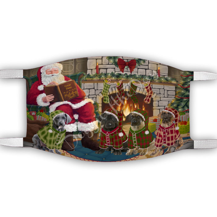 Christmas Cozy Holiday Fire Tails Great Dane Dogs Face Mask FM48638