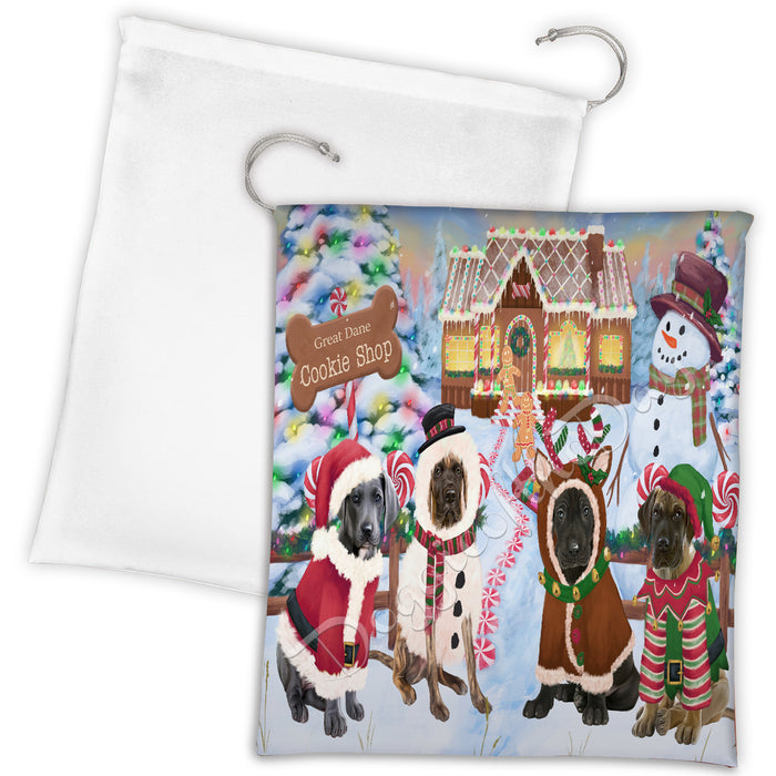Holiday Gingerbread Cookie Great Dane Dogs Shop Drawstring Laundry or Gift Bag LGB48602