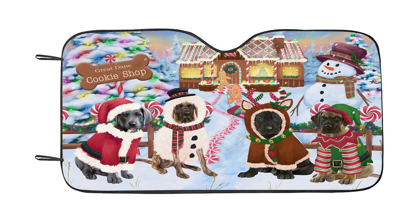 Holiday Gingerbread Cookie Great Dane Dogs Car Sun Shade