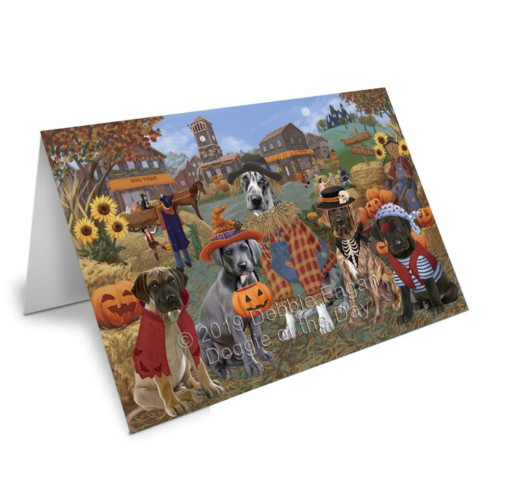 Halloween 'Round Town Great Dane Dogs Handmade Artwork Assorted Pets Greeting Cards and Note Cards with Envelopes for All Occasions and Holiday Seasons GCD77846