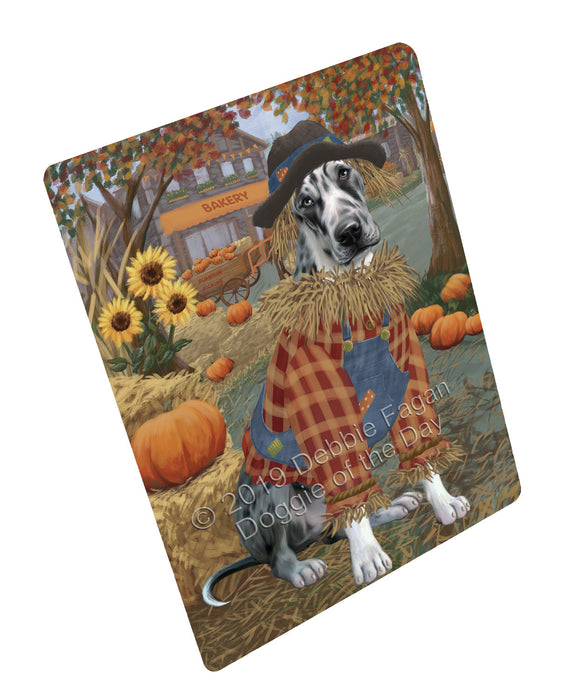 Halloween 'Round Town And Fall Pumpkin Scarecrow Both Great Dane Dogs Cutting Board C77314