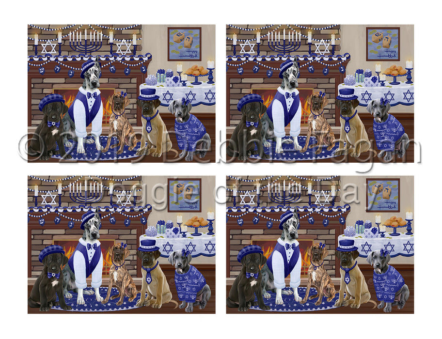 Happy Hanukkah Family Great Dane Dogs Placemat