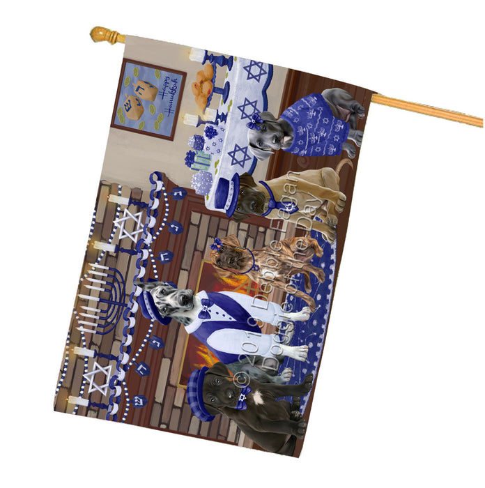 Happy Hanukkah Family Great Dane Dogs House Flag FLG65834