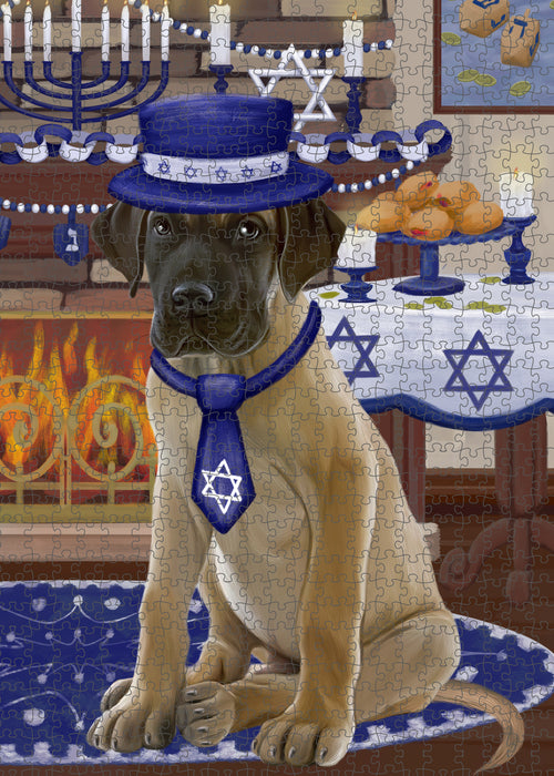 Happy Hanukkah Family and Happy Hanukkah Both Great Dane Dog Puzzle with Photo Tin PUZL97020