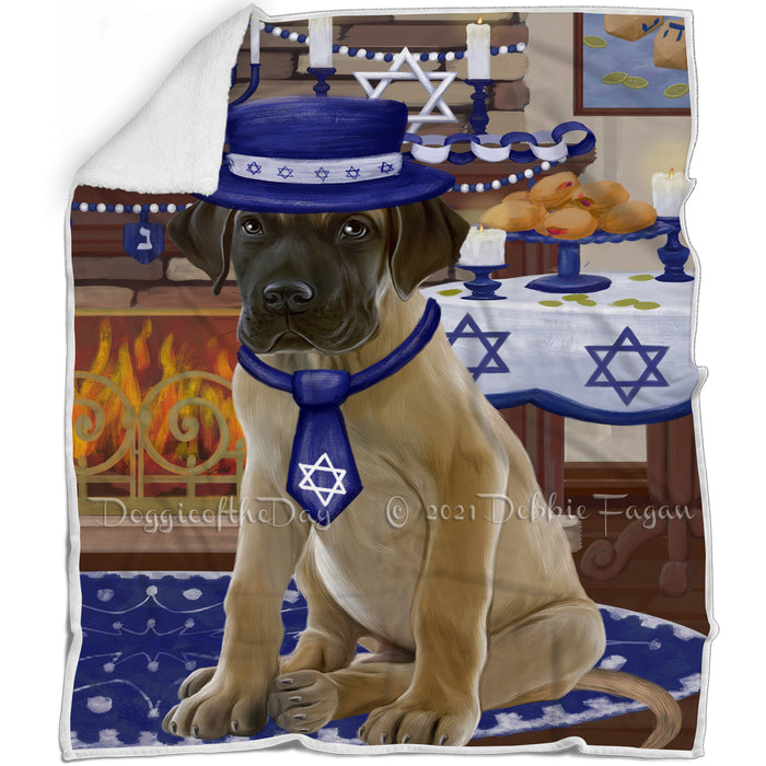 Happy Hanukkah Family and Happy Hanukkah Both Great Dane Dog Blanket BLNKT140060