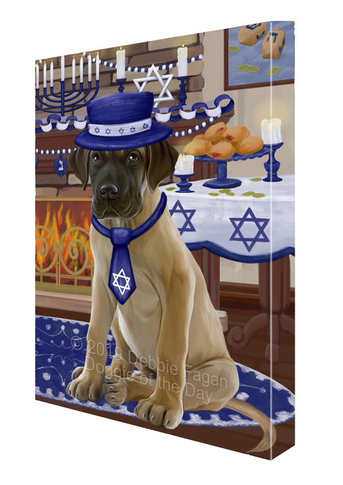 Happy Hanukkah Family and Happy Hanukkah Both Great Dane Dog Canvas Print Wall Art Décor CVS140687