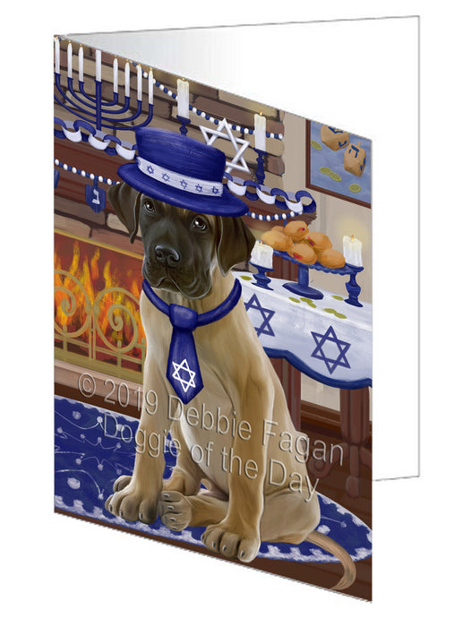 Happy Hanukkah Great Dane Dog Handmade Artwork Assorted Pets Greeting Cards and Note Cards with Envelopes for All Occasions and Holiday Seasons GCD78380