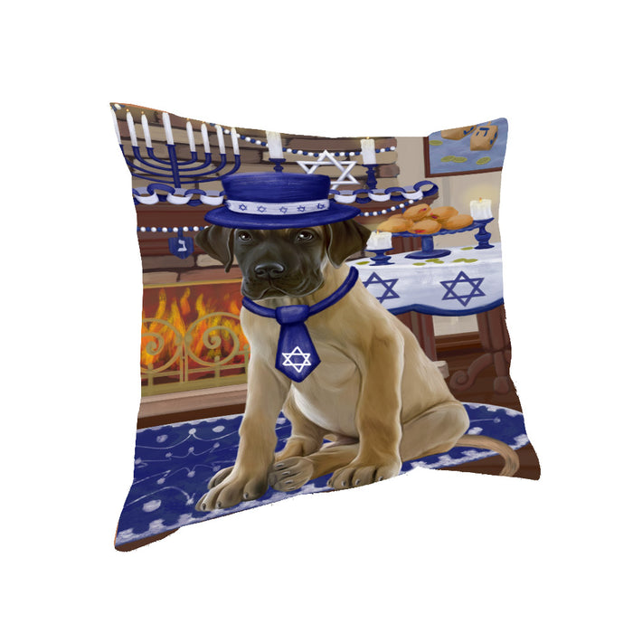Happy Hanukkah Family and Happy Hanukkah Both Great Dane Dog Pillow PIL83112
