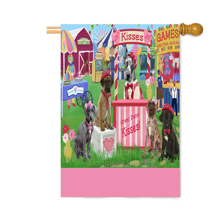 Personalized Carnival Kissing Booth Great Dane Dogs Custom House Flag FLG63610