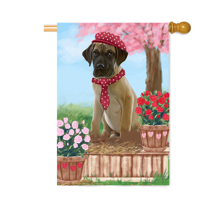 Personalized Rosie 25 Cent Kisses Great Dane Dog Custom House Flag FLG64868