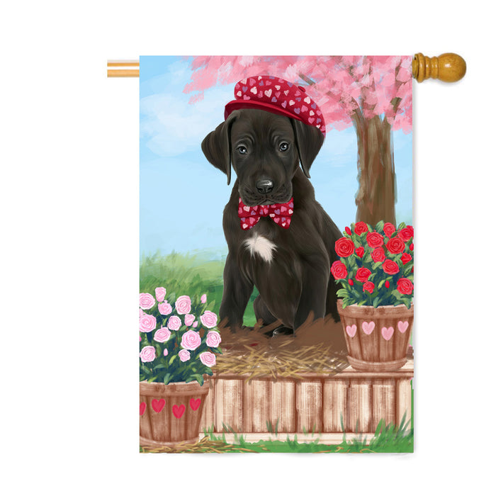 Personalized Rosie 25 Cent Kisses Great Dane Dog Custom House Flag FLG64869
