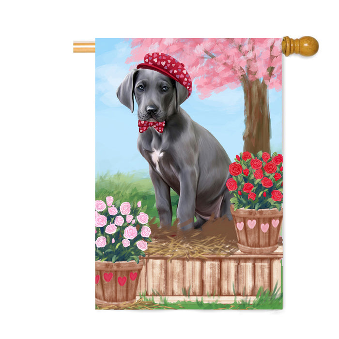 Personalized Rosie 25 Cent Kisses Great Dane Dog Custom House Flag FLG64870