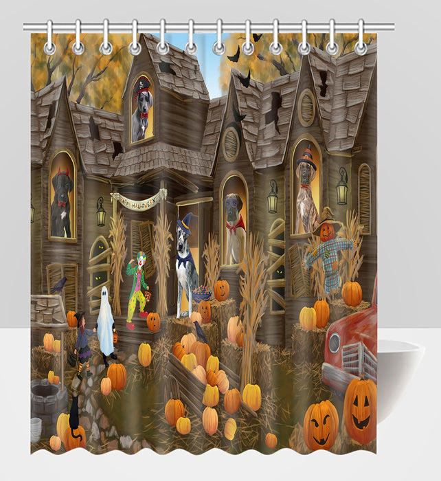 Haunted House Halloween Trick or Treat Great Dane Dogs Shower Curtain