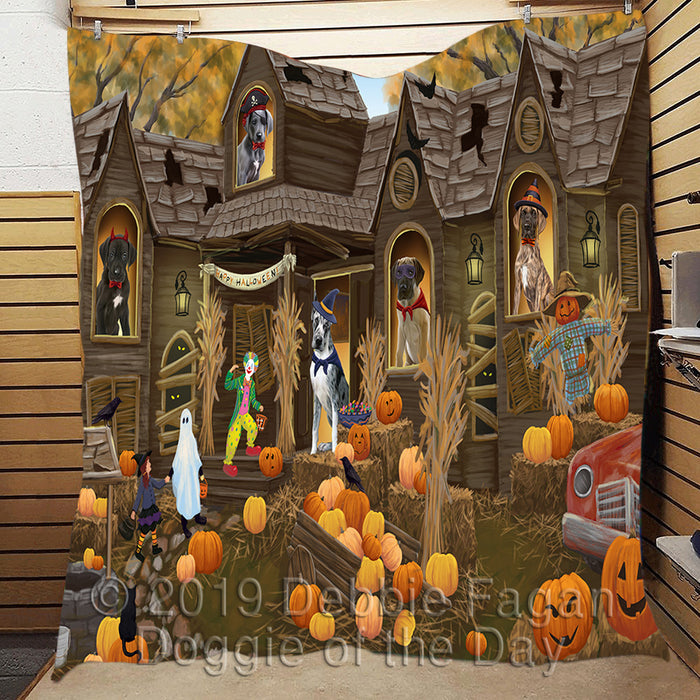 Haunted House Halloween Trick or Treat Great Dane Dogs Quilt