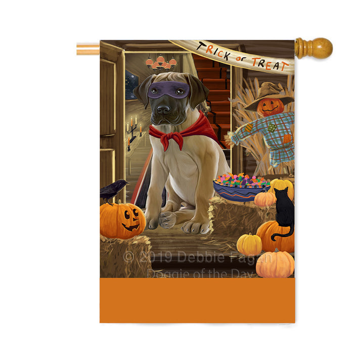 Personalized Enter at Own Risk Trick or Treat Halloween Great Dane Dog Custom House Flag FLG-DOTD-A59654