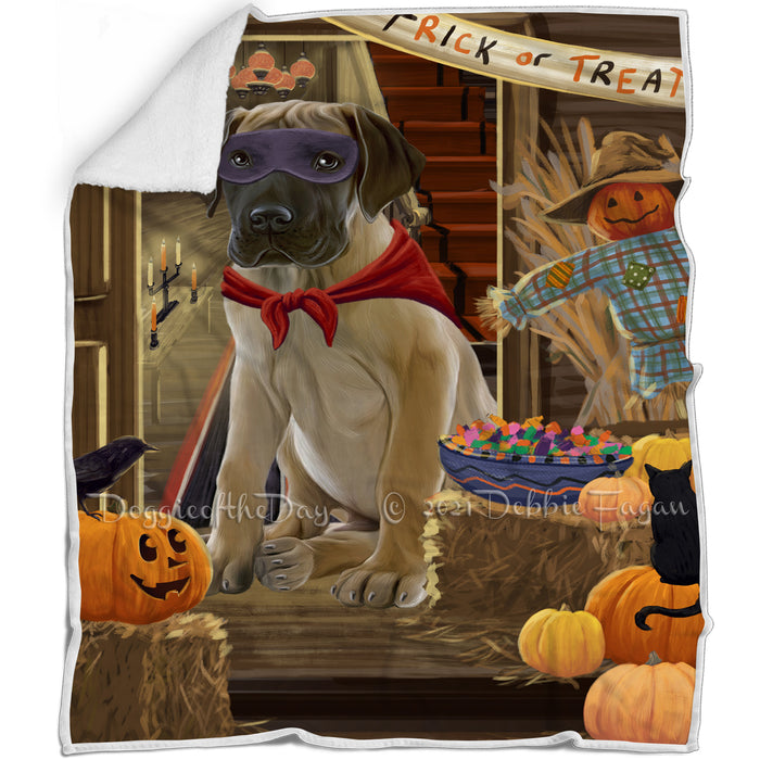 Enter at Own Risk Trick or Treat Halloween Great Dane Dog Blanket BLNKT95601