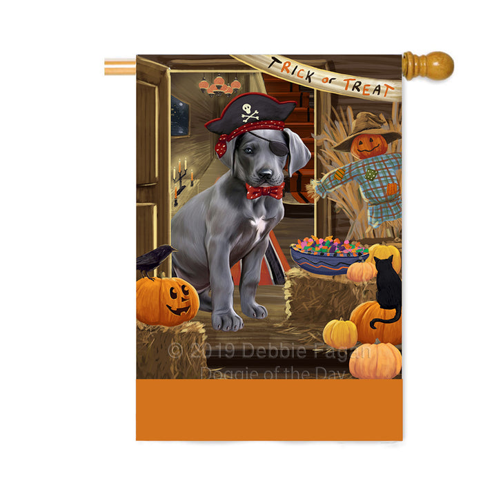 Personalized Enter at Own Risk Trick or Treat Halloween Great Dane Dog Custom House Flag FLG-DOTD-A59655