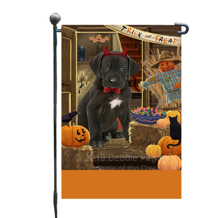 Personalized Enter at Own Risk Trick or Treat Halloween Great Dane Dog Custom Garden Flags GFLG-DOTD-A59600