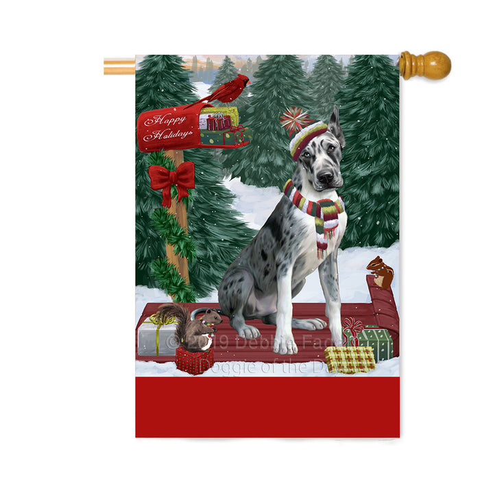 Personalized Merry Christmas Woodland Sled Great Dane Dog Custom House Flag FLG-DOTD-A61651
