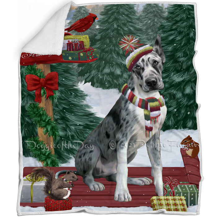 Merry Christmas Woodland Sled Great Dane Dog Blanket BLNKT113871