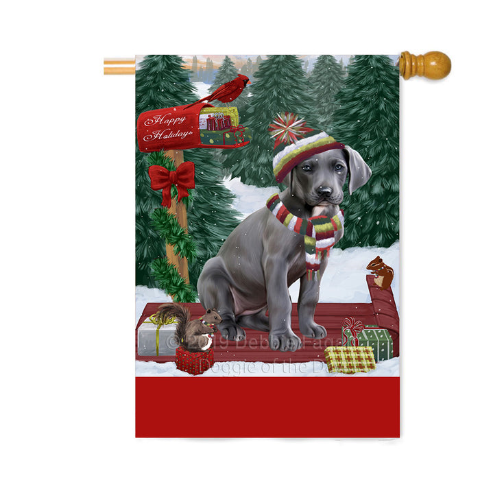 Personalized Merry Christmas Woodland Sled Great Dane Dog Custom House Flag FLG-DOTD-A61652