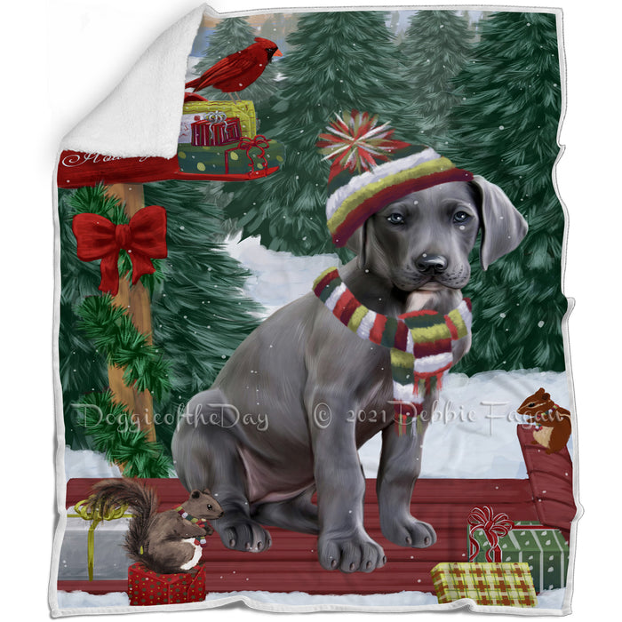 Merry Christmas Woodland Sled Great Dane Dog Blanket BLNKT113880