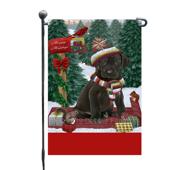Personalized Merry Christmas Woodland Sled  Great Dane Dog Custom Garden Flags GFLG-DOTD-A61597