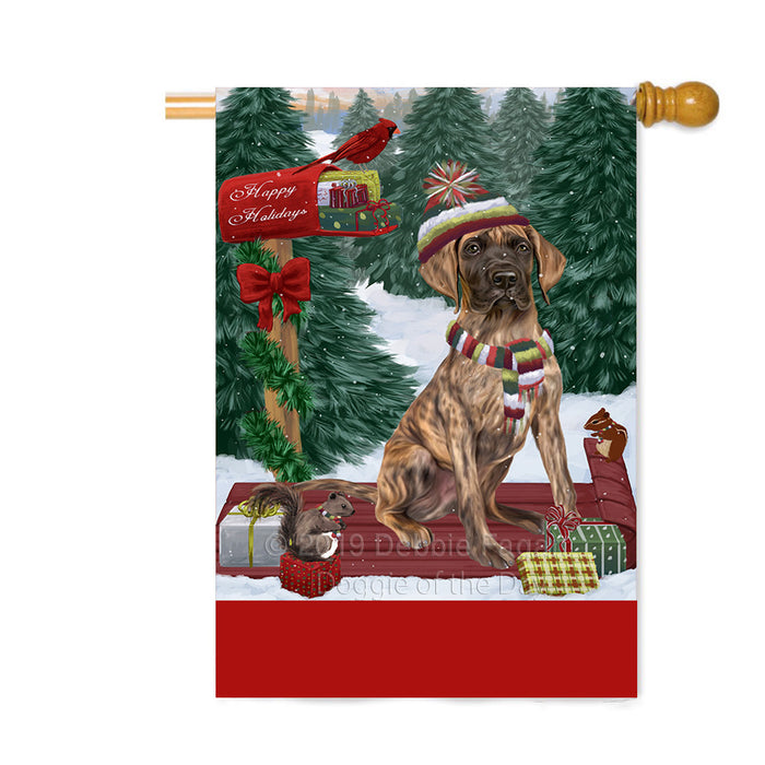 Personalized Merry Christmas Woodland Sled Great Dane Dog Custom House Flag FLG-DOTD-A61655