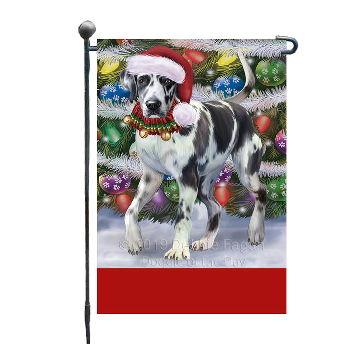 Personalized Trotting in the Snow Great Dane Dog Custom Garden Flags GFLG-DOTD-A60738