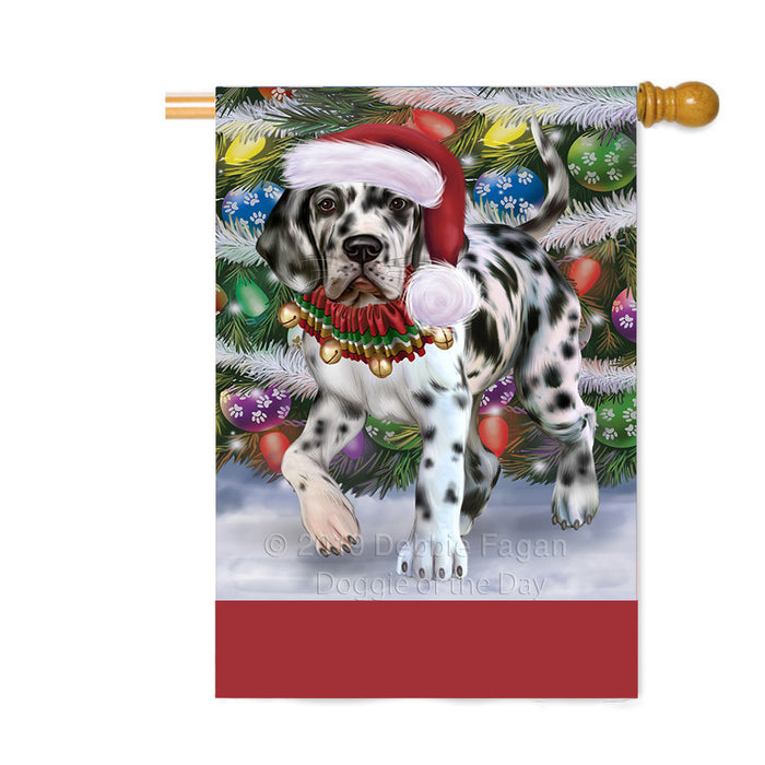 Personalized Trotting in the Snow Great Dane Dog Custom House Flag FLG-DOTD-A60795