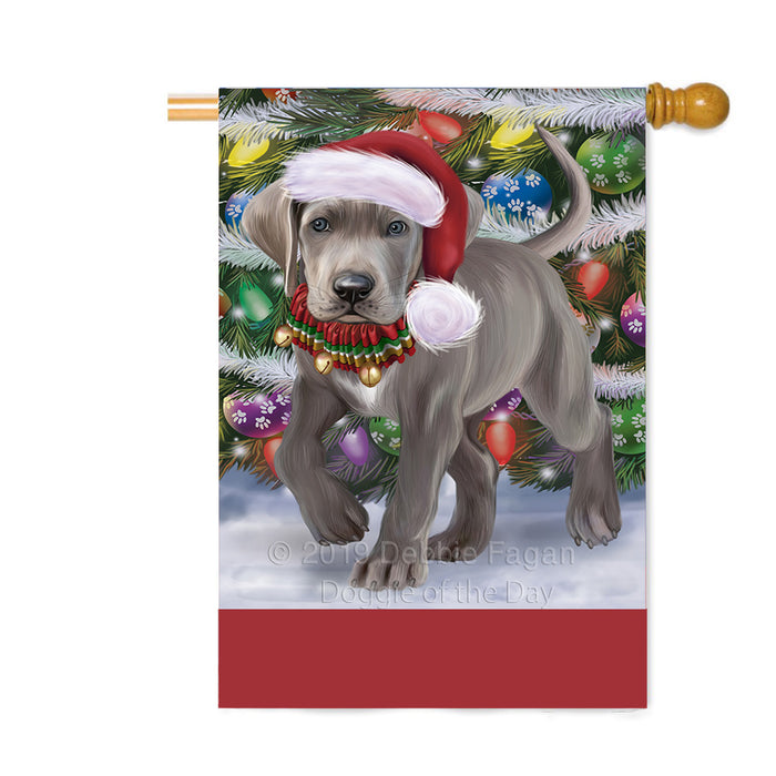 Personalized Trotting in the Snow Great Dane Dog Custom House Flag FLG-DOTD-A60796