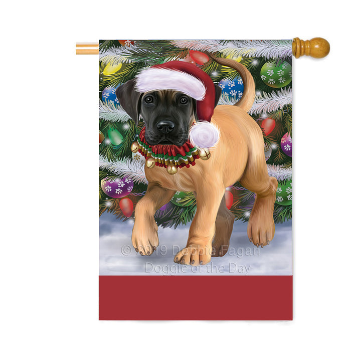 Personalized Trotting in the Snow Great Dane Dog Custom House Flag FLG-DOTD-A60797
