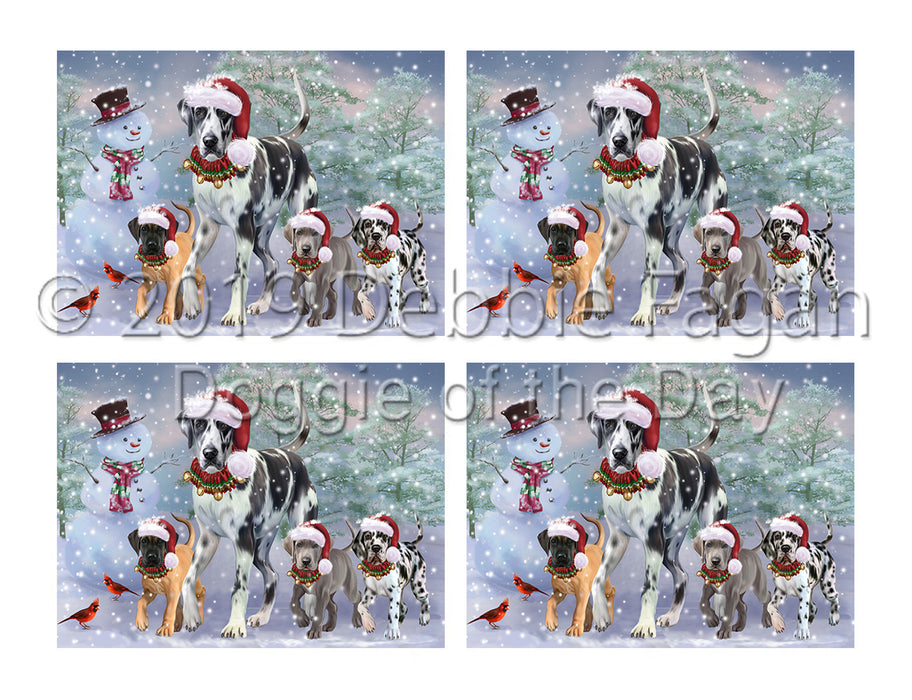 Christmas Running Fammily Great Dane Dogs Placemat