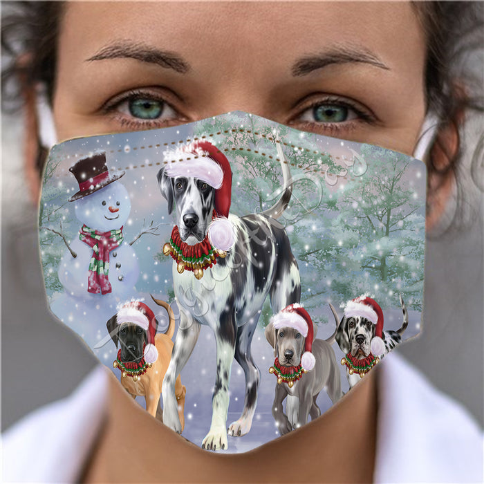 Christmas Running Fammily Great Dane Dogs Face Mask FM48722