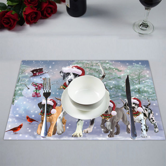 Christmas Running Fammily Great Dane Dogs Placemat